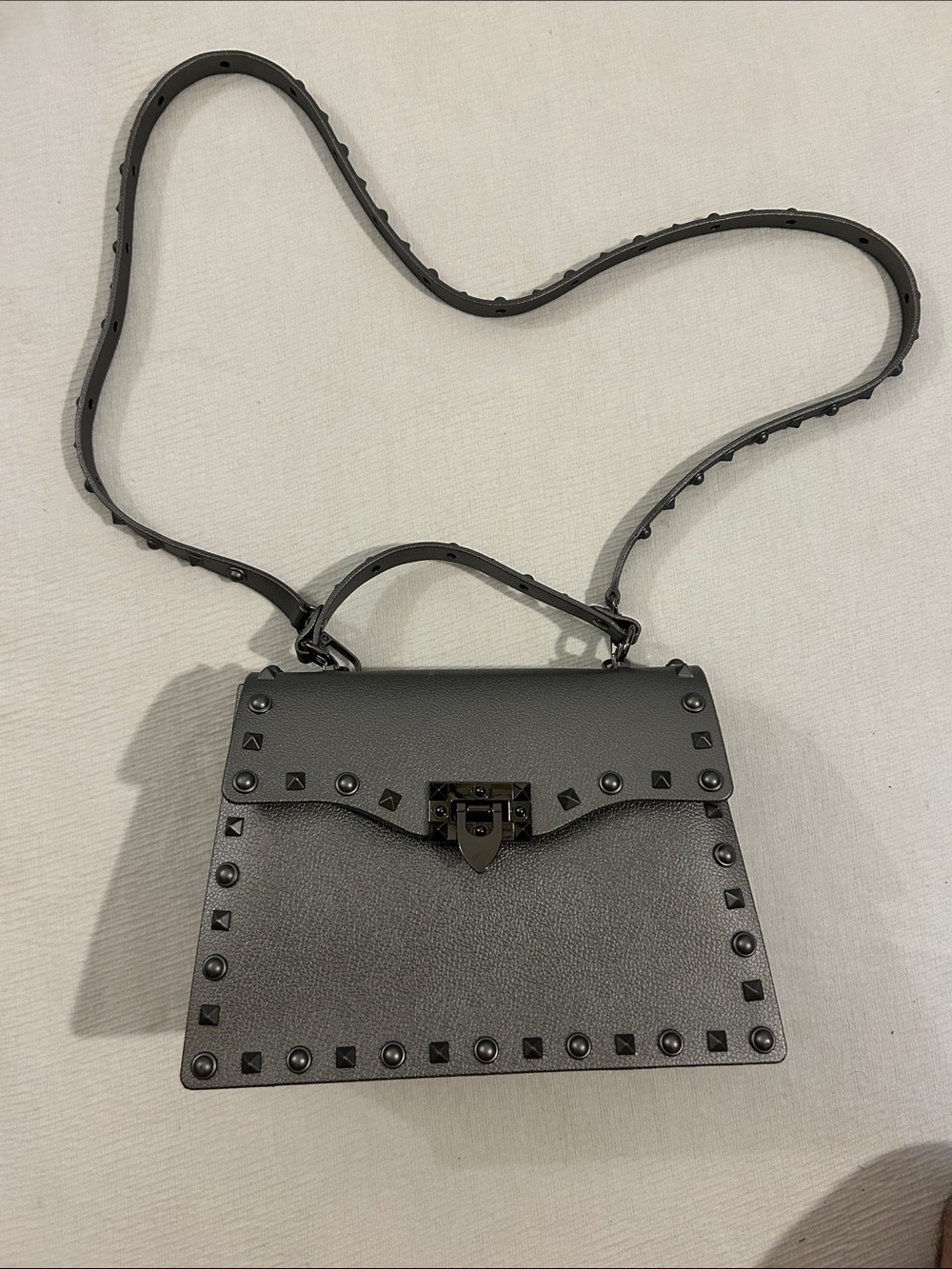 Gray Studded Top-Handle Crossbody Bag - Women